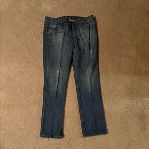 Apt. 9 Women's Blue Cotton Blend Straight Leg Distressed Jeans ❤️